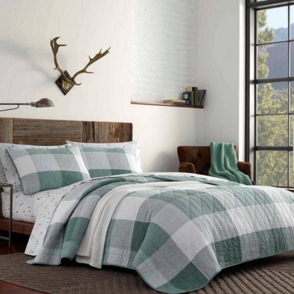 Eddie Bauer Other - Eddie Bauer Twin Quilt Set Boulder Plaid Cotton